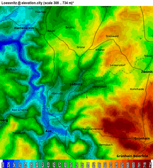 Zoom OUT 2x Lößnitz, Germany elevation map