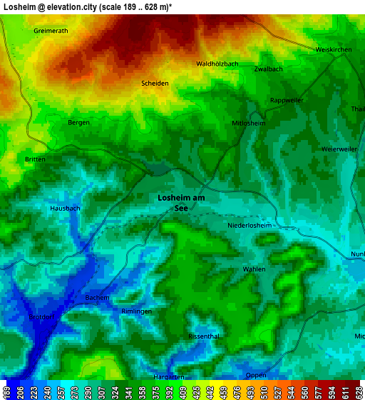 Zoom OUT 2x Losheim, Germany elevation map