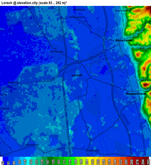 Zoom OUT 2x Lorsch, Germany elevation map
