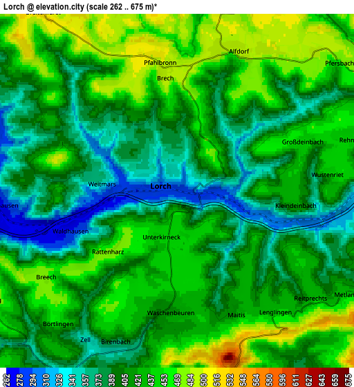 Zoom OUT 2x Lorch, Germany elevation map