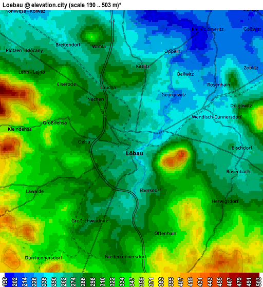 Zoom OUT 2x Löbau, Germany elevation map