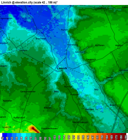 Zoom OUT 2x Linnich, Germany elevation map