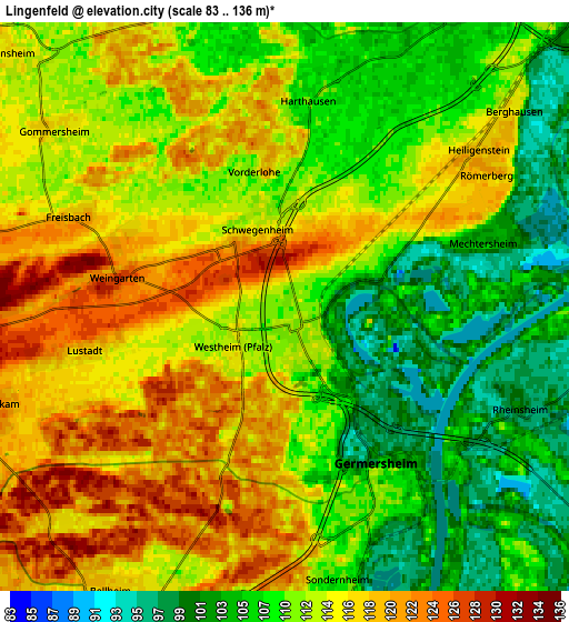 Zoom OUT 2x Lingenfeld, Germany elevation map