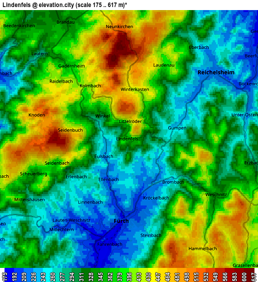 Zoom OUT 2x Lindenfels, Germany elevation map