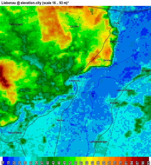 Zoom OUT 2x Liebenau, Germany elevation map