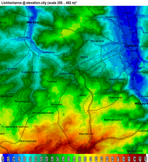 Zoom OUT 2x Lichtentanne, Germany elevation map