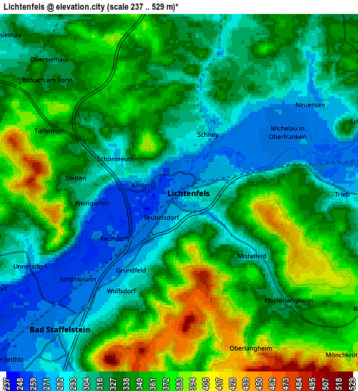 Zoom OUT 2x Lichtenfels, Germany elevation map