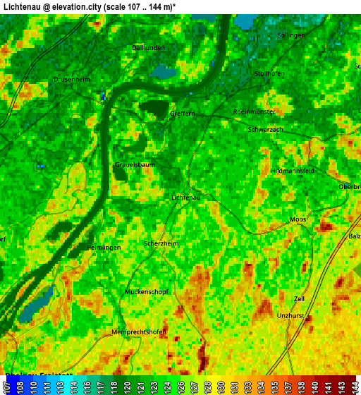 Zoom OUT 2x Lichtenau, Germany elevation map