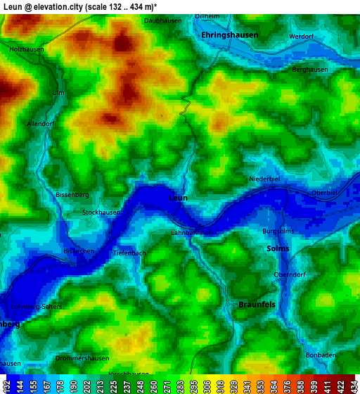 Zoom OUT 2x Leun, Germany elevation map