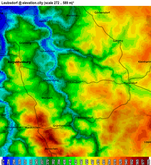 Zoom OUT 2x Leubsdorf, Germany elevation map