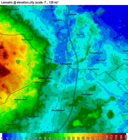 Zoom OUT 2x Lensahn, Germany elevation map