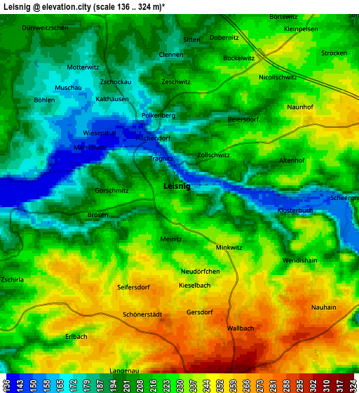 Zoom OUT 2x Leisnig, Germany elevation map