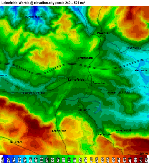 Zoom OUT 2x Leinefelde-Worbis, Germany elevation map