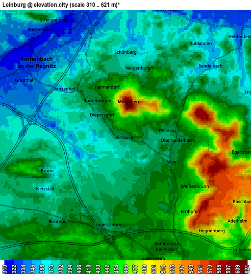 Zoom OUT 2x Leinburg, Germany elevation map