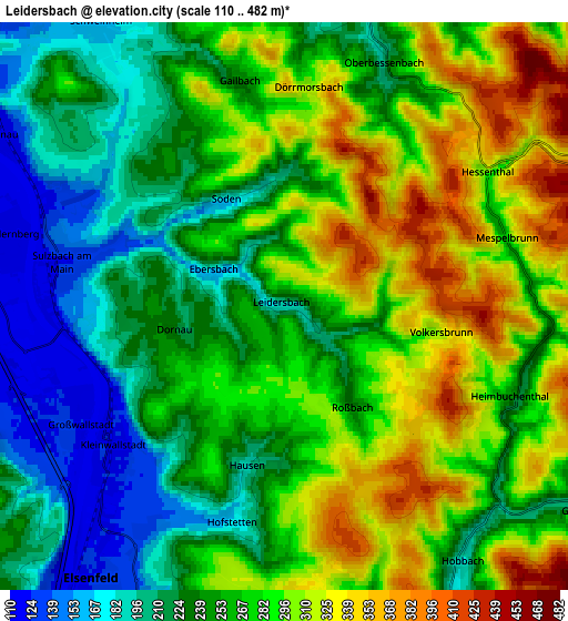 Zoom OUT 2x Leidersbach, Germany elevation map