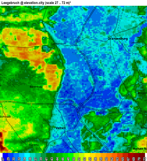 Zoom OUT 2x Leegebruch, Germany elevation map