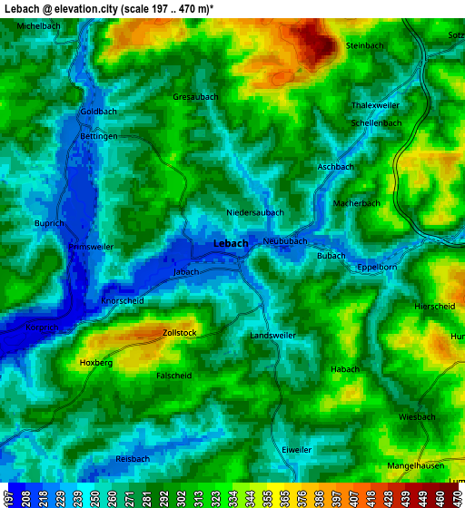 Zoom OUT 2x Lebach, Germany elevation map