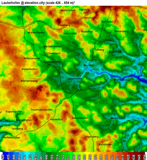 Zoom OUT 2x Lauterhofen, Germany elevation map