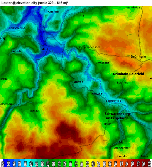 Zoom OUT 2x Lauter, Germany elevation map