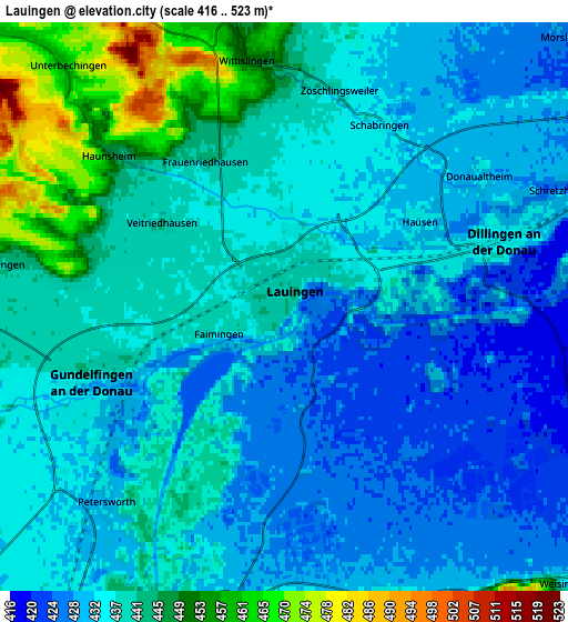 Zoom OUT 2x Lauingen, Germany elevation map