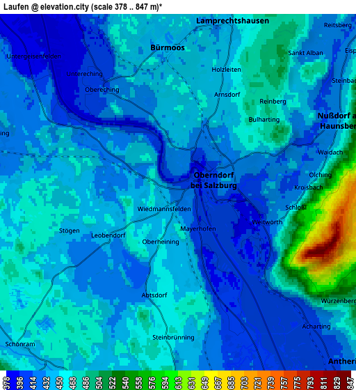 Zoom OUT 2x Laufen, Germany elevation map