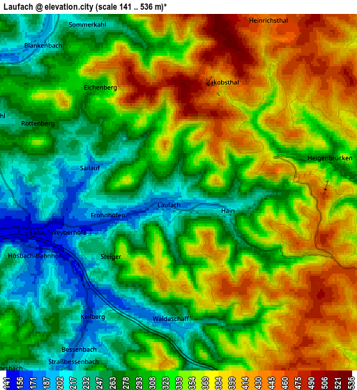 Zoom OUT 2x Laufach, Germany elevation map