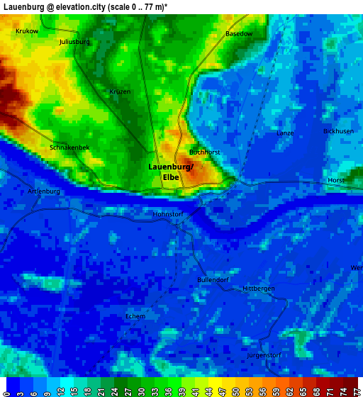 Zoom OUT 2x Lauenburg, Germany elevation map