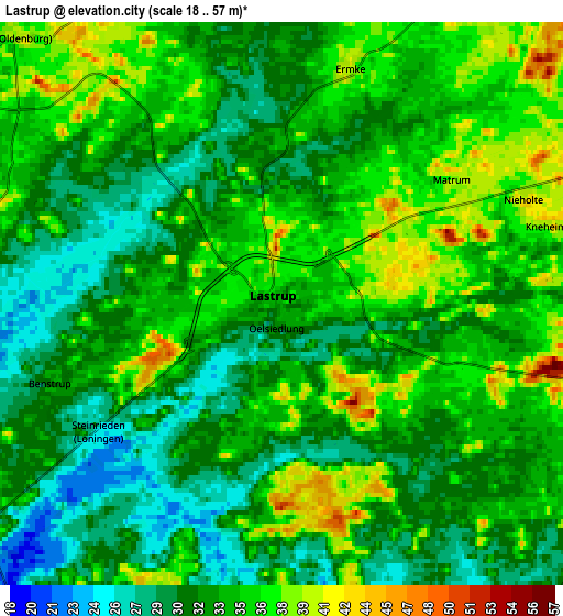 Zoom OUT 2x Lastrup, Germany elevation map