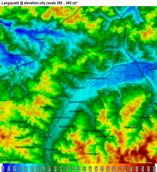 Zoom OUT 2x Langquaid, Germany elevation map