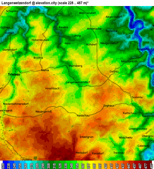 Zoom OUT 2x Langenwetzendorf, Germany elevation map