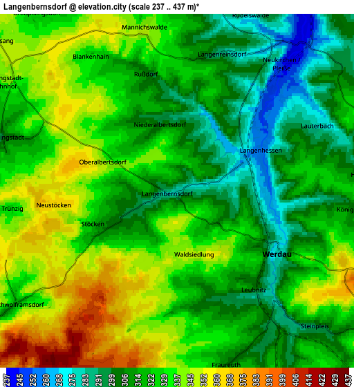 Zoom OUT 2x Langenbernsdorf, Germany elevation map