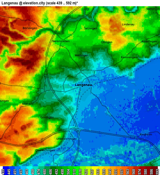 Zoom OUT 2x Langenau, Germany elevation map