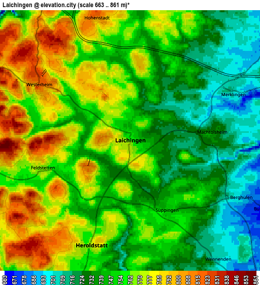 Zoom OUT 2x Laichingen, Germany elevation map