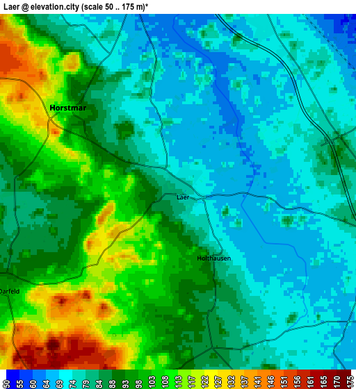 Zoom OUT 2x Laer, Germany elevation map