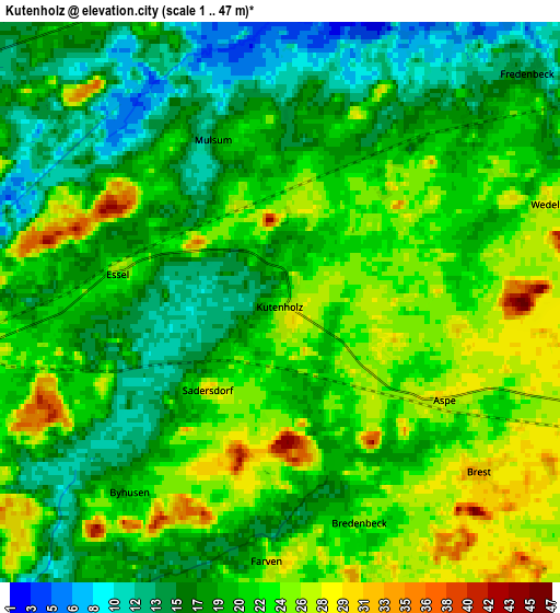 Zoom OUT 2x Kutenholz, Germany elevation map