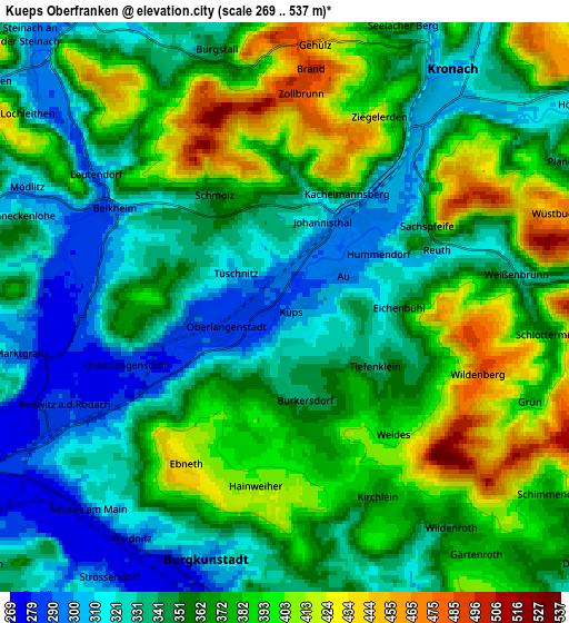 Zoom OUT 2x Kueps Oberfranken, Germany elevation map