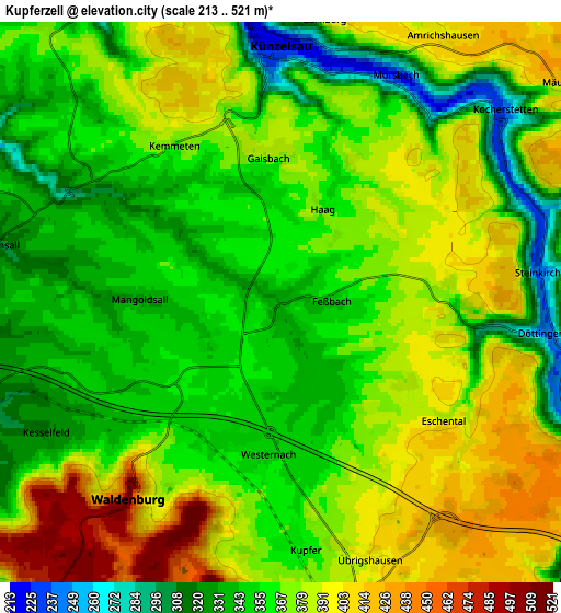 Zoom OUT 2x Kupferzell, Germany elevation map