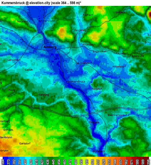 Zoom OUT 2x Kümmersbruck, Germany elevation map