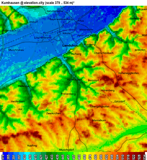 Zoom OUT 2x Kumhausen, Germany elevation map