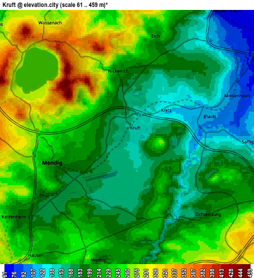 Zoom OUT 2x Kruft, Germany elevation map