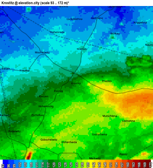 Zoom OUT 2x Krostitz, Germany elevation map