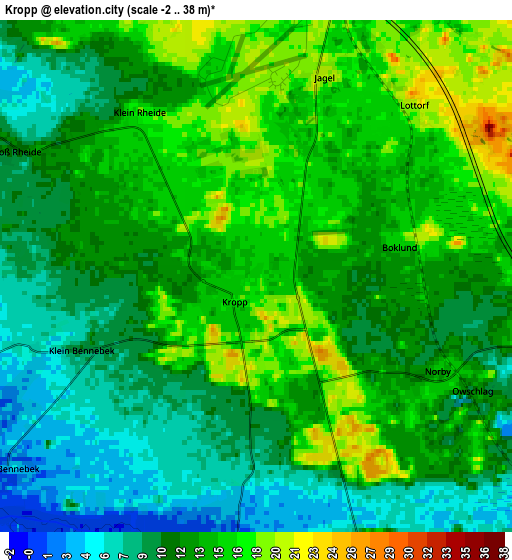 Zoom OUT 2x Kropp, Germany elevation map