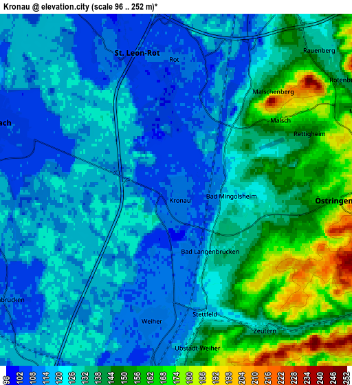 Zoom OUT 2x Kronau, Germany elevation map