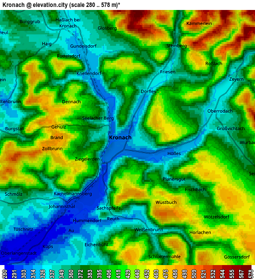 Zoom OUT 2x Kronach, Germany elevation map