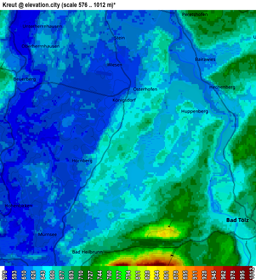 Zoom OUT 2x Kreut, Germany elevation map