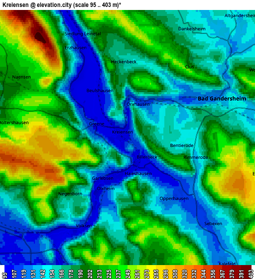 Zoom OUT 2x Kreiensen, Germany elevation map