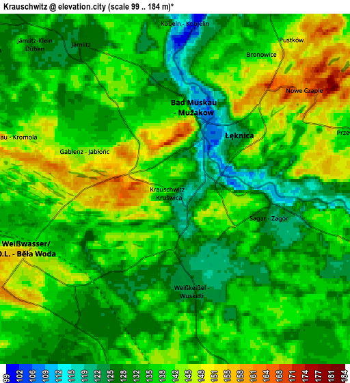 Zoom OUT 2x Krauschwitz, Germany elevation map