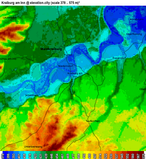 Zoom OUT 2x Kraiburg am Inn, Germany elevation map