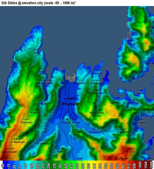 Zoom OUT 2x Dib Dibba, Oman elevation map