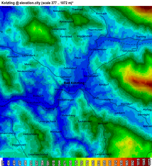 Zoom OUT 2x Kötzting, Germany elevation map